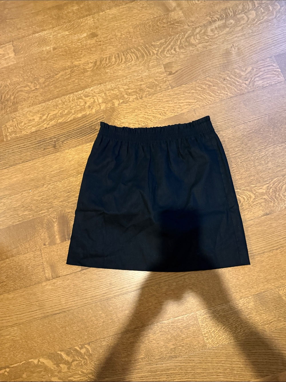 NWT- J. Crew Black Elastic-Waist Linen Mini Skirt
